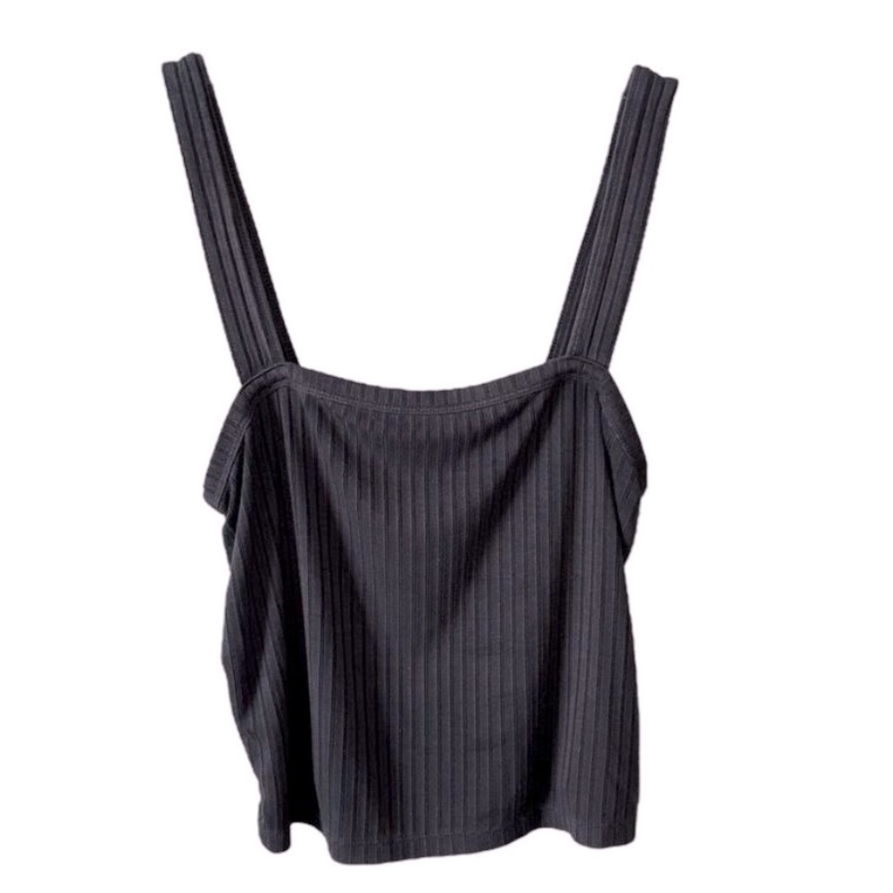 American Eagle Women's S Soft & Sexy Grey Ribbed Stretchy Sleeveless Crop Top
